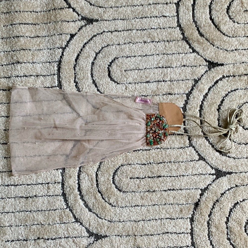 Chan Luu Semi Precious Stones Mesh Belt - Beige - Picture 3 of 15